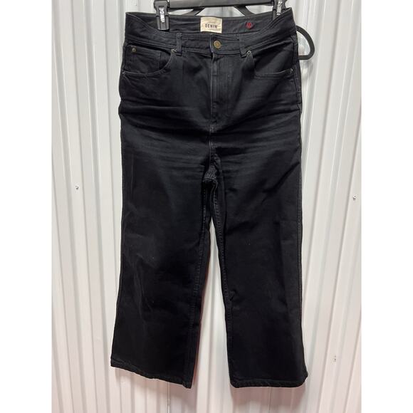 SEZANE Women's 40 Black Jeans - US 8 - Denim Wide Leg Le Crop Denim - Picture 1 of 12